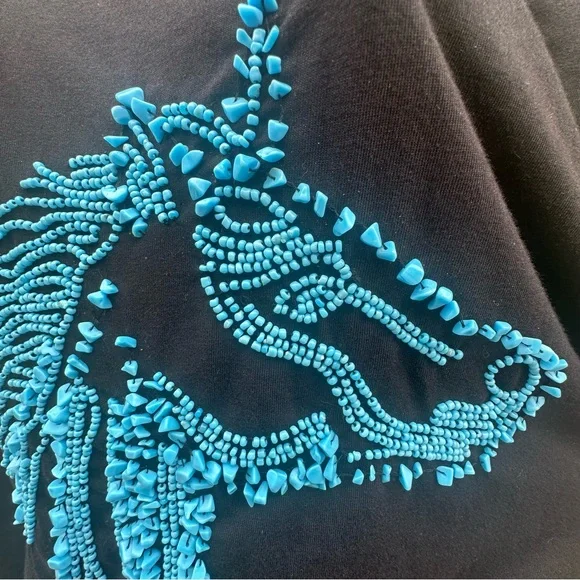 Don’t Mess With Texas Beaded Horse Top 3/4 Sleeve Westernwear Boutique Sz L - Picture 8 of 9